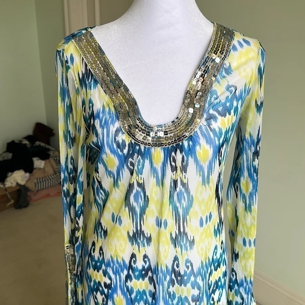 INC International Concepts Sheer Coverup with Silver Sequin Detail